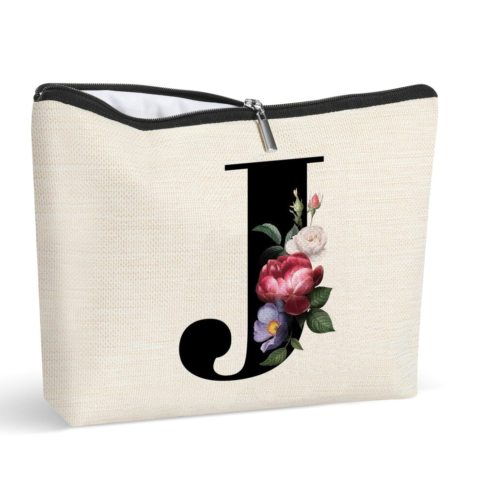 Poczatkowy J Makeup Bag For Women Ortudezowane Torby Do Makijazu Kosmetyczne Makijaz Torby Monogramy Impreza Favor Torby Urodzinowe Prezenty Na E-image