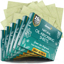 Natural Green Tea Oil Blotting Sheets for Face - 25% Larger Sheets (4.7x3 ) - 600 Makeup Friendly Blotting Papers for Face - Easy Dispensing Oil Absor