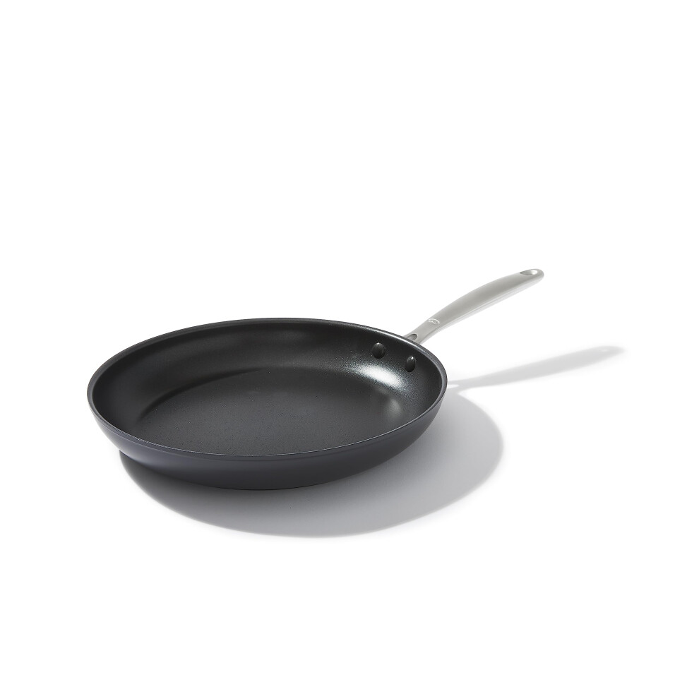 OXO Frying Pan Enhanced 12  Skillet  Ceramic Nonstick  Durable Hard Anodized Cookware  Scratch Resistant  Stainless Steel Handle  Good Grips  Dishwash