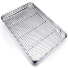 P&P CHEF Extra grote bakplaten en rekset Roestvrijstalen bakplaat Bakvorm met koelrek Rechthoek 19,6''x13,5''x1,2'' Oven- en vaatwasmachinebestendig