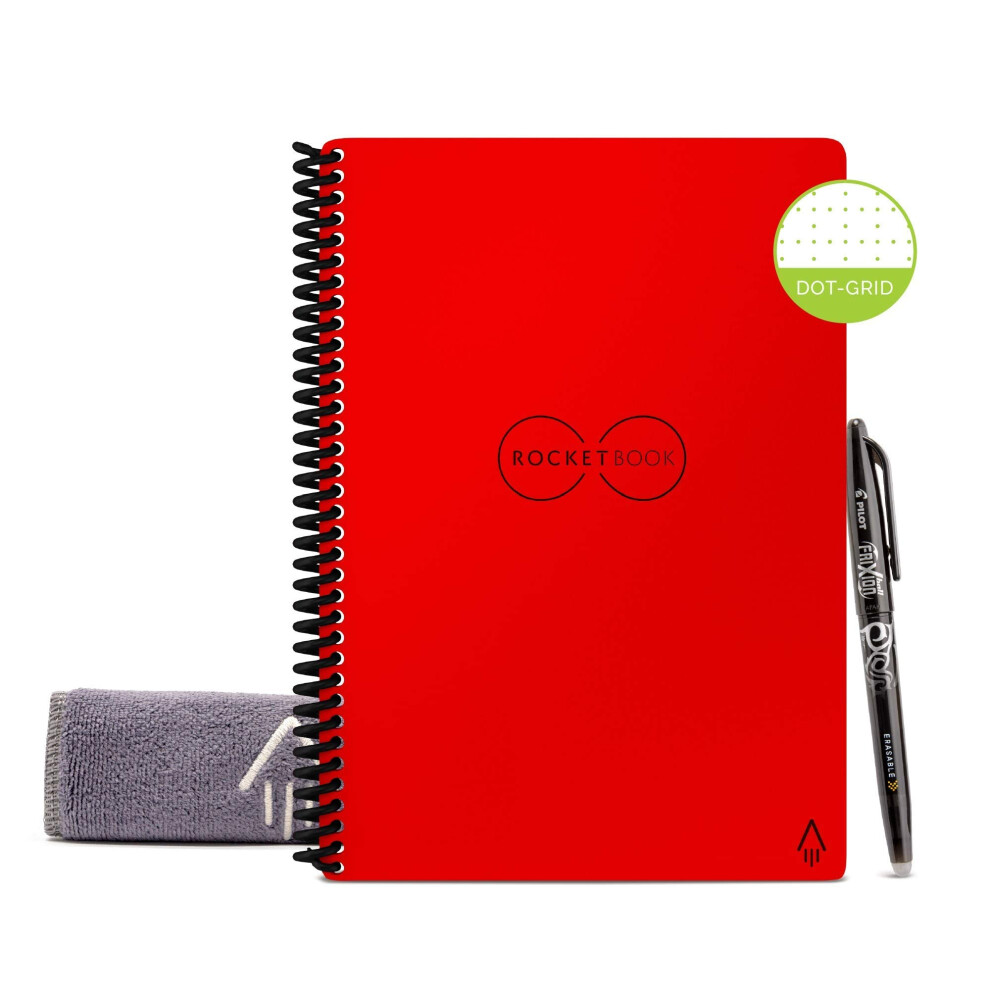 Carnet Intelligent R Utilisable Rocketbook - Carnet Cologique Grille De Points Avec 1 Stylo Frixion Pilot Et 1 Chiffon En Microfibre Inclus --image