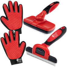 Komplet professionel kæledyr plejet sæt selvrensning Slicker Dog Brush Pro Grooming Brush Reducerer effektivt at kaste pels Pet Hair Remover Brus