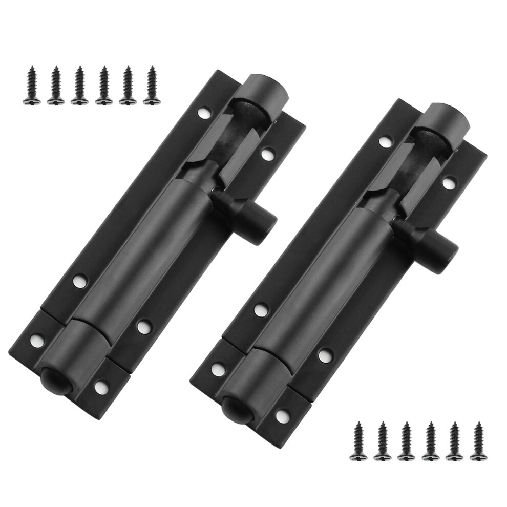 Bokwin 2Pcs 3 Inch Door Latch Lock Slide Bolt Solid Aluminium Thickened 1.3Mm Door Barrel Bolts Latches Security Sliding Latch Lock With 12 Screws ( 779324691927