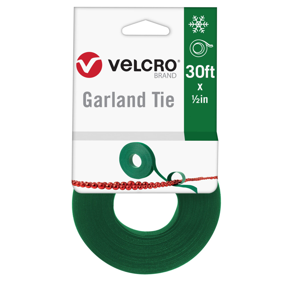 VELCRO Brand Holiday Garland Ties or Cable Straps | Hang Garlands  Lights or Wreath | for Banister  Railings  Stairs or Lamp Posts | 30ft Roll Cut to