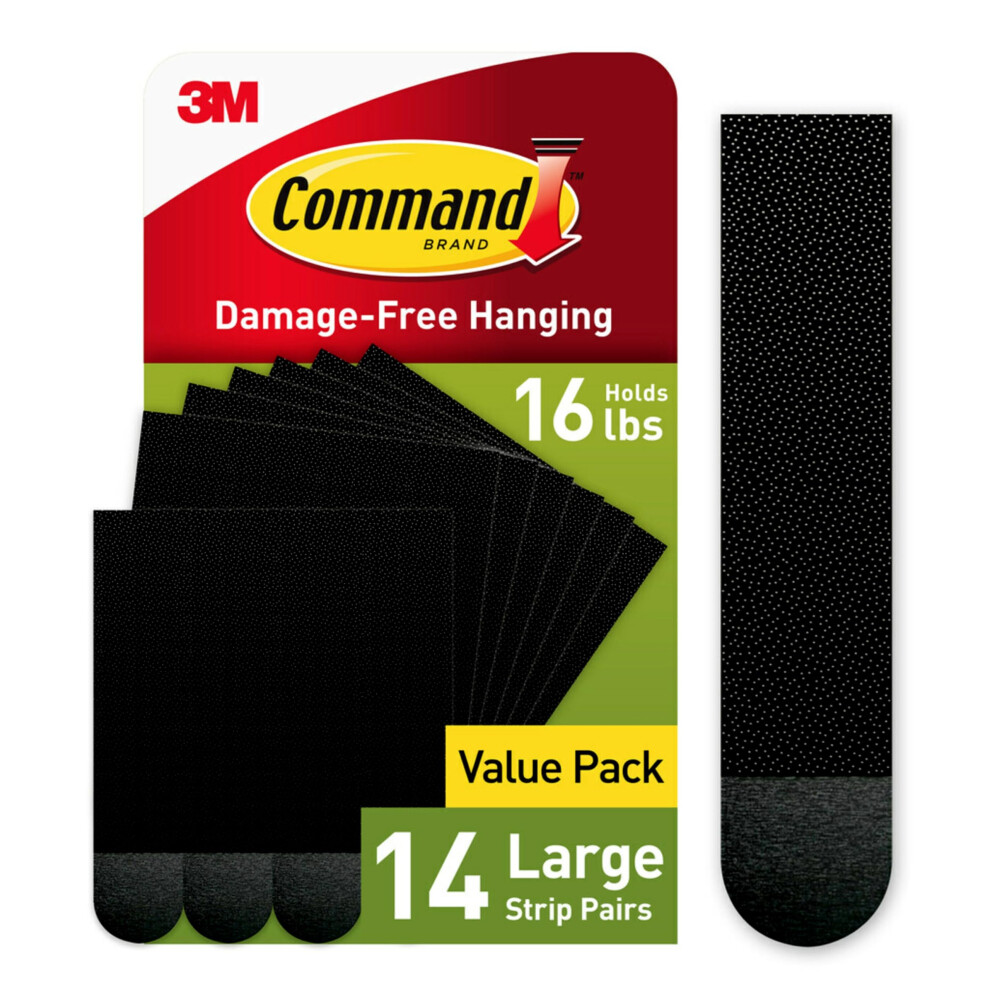 Command Large Picture Hanging Strips  Damage Free Hanging Picture Hangers  No Tools Wall Hanging Strips for Living Spaces  14 Black Adhesive Strip Pai