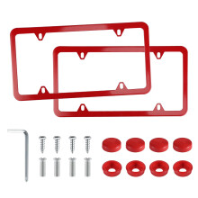 LivTee Lot de 2 cadres de plaque d'immatriculation en acier inoxydable     4 trous pour voiture, accessoires ext   rieurs automobiles, design fin ave