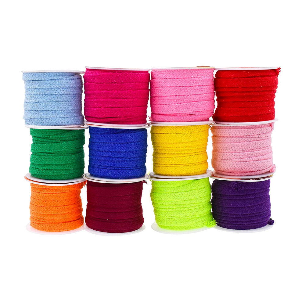 Mandala Crafts Regenbogen-Kombi, Flacher Kordelzug, Ersatzkordelzug, 1,27 Cm, 56 M, Mehrfarbig, Weicher Kordelzug, Baumwollkordel, Kordelzug F R-image