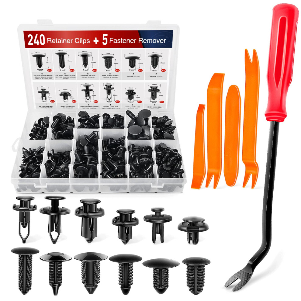 Nilight 240Pcs Bumper Retainer Clips Car Plastic Rivets Fasteners Remover Push Retainer Kit -Door Trim Panel Clips For Toyota Gm Ford Honda Acura Chr 750139061761