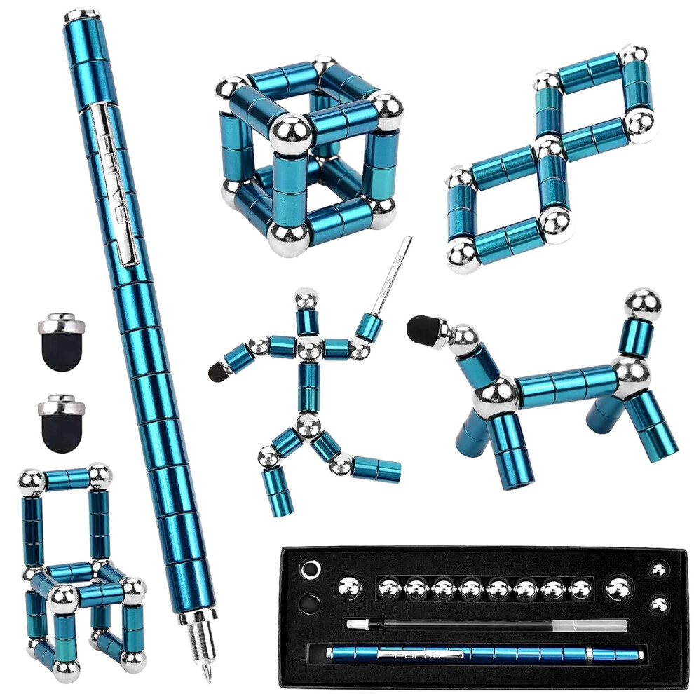 Jopstacext Fidget Pen Cool Toys Stift Dekompression Magnetischer Metallstift Schreibtischspielzeug Multifunktionaler Verformbarer Schreibstift Ko-image