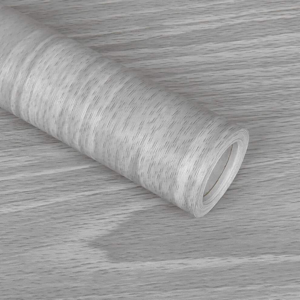 Papier peint adh  sif effet bois gris Melwod, 45 x 297 cm, effet grain de bois, pour bureau,   tag  re, tiroir, armoire, penderie