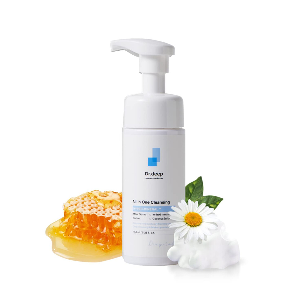 Dr.deep All In One Cleansing(5.07 Fl.oz) Facial Cleanser Deep Cleansing Foam Moisturizing Clear Pores On Oily Dry & Sensitive Skin With Natural Ingr