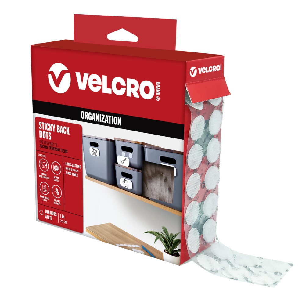 VELCRO Brand Large 1 Inch Dots with Adhesive | 100pk Circles | Stick On Round Hook and Loop Tape | Kindergarten Classroom Must Haves | Office Organiza