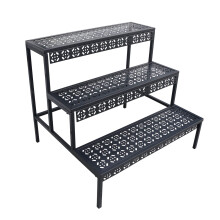 aboxoo 3 Tier Stair Style Large Metal Plant Stand Garden Display Shelf Flower Pot Holder Storage Organizer Rack for Indoor Home Outdoor Patio Ba