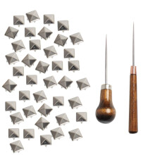 SBYURE 500 stuks 10 mm vier-kaak vierkante klinknagels zilveren metalen piramide studs handwerk doe-het-zelf punk spikes spots studs accessoires met
