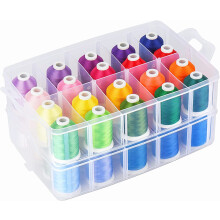 Set de a?a de brodat Simthread [Anti-ncurcare] cu cutie organizatoare All-in-one 40 de culori 100% a?a de cusut poliester compatibil cu ma?ina d