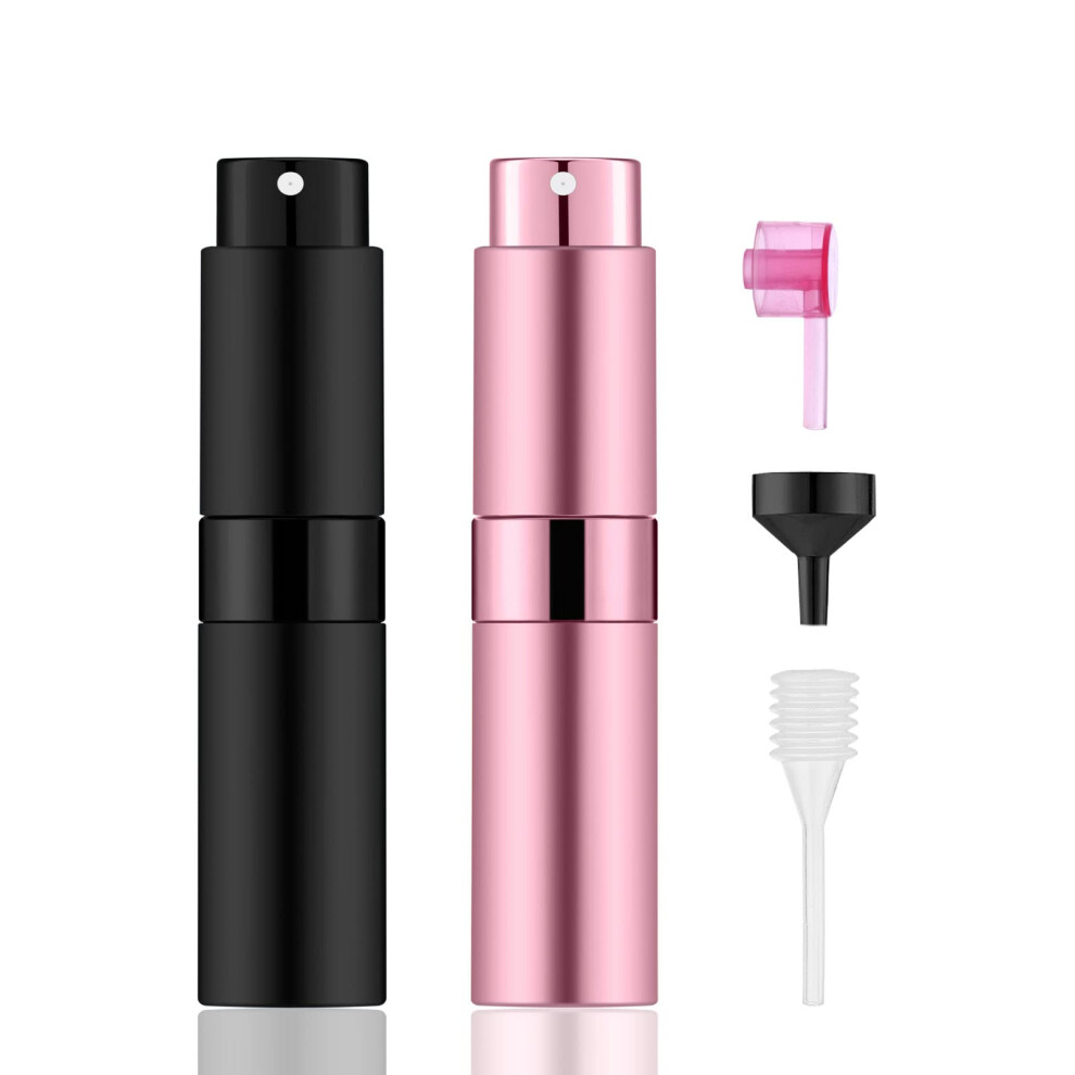 IRON BILL Lot de 2 mini vaporisateurs de parfum portables de 8 ml, rechargeables et vides, avec 3 types d'outils de recharge, flacons d'   chantill