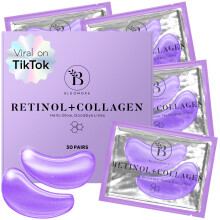 BLOOMORA Retinol & Collagen Eye Patches (30 Pairs) Under Eye Patches for Dark Circles Under Eye Patches for Puffy Eyes and Dark Circles Under Eye Ma