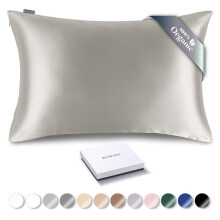 RENESSY Organic Silk Pillowcase - 100% Organic Mulberry Silk 22 Momme Naturally Hypoallergenic Promotes Hair and Skin Health 1 Piece (Queen Size 2