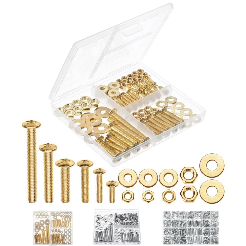 Mr. Pen- Bolts Nuts And Washer Assortment Kit 113 Pcs Gold Nuts And Bolts Assortment Kit Assorted Nuts And Bolts Nut Bolt And Washer Assortment 840316908658