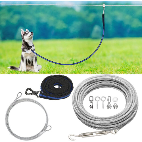 XiaZ Hond Camping Leash, 15 m draagbare overhead trolley systeem voor honden tot 200 lbs, hond stropdas uit kabel, camping, parken, outdoor evenementen, 5 min set-up, zwart