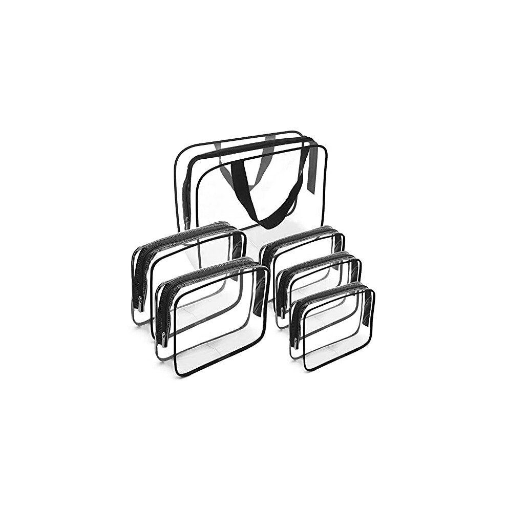 Apreuty Clear Makeup Bags Tsa Approved 6 Pcs Cosmetic Makeup Bags Set Clear Pvc With Zipper Handle Portable Travel Luggage Pouch Airport Airline Vaca