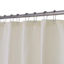 Barossa Design Extra Long Fabric Waffle Weave Shower Curtain 84 inch Height Hotel Luxury Spa Water Repellent 230gsm Heavy Duty Machine Washable C