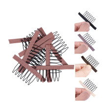 Yantaissiyu 24 pcs / lots peignes pour faire des bouchons de perruque 7-tiet clips de perruque dents en acier avec peigne de perruque en tissu po