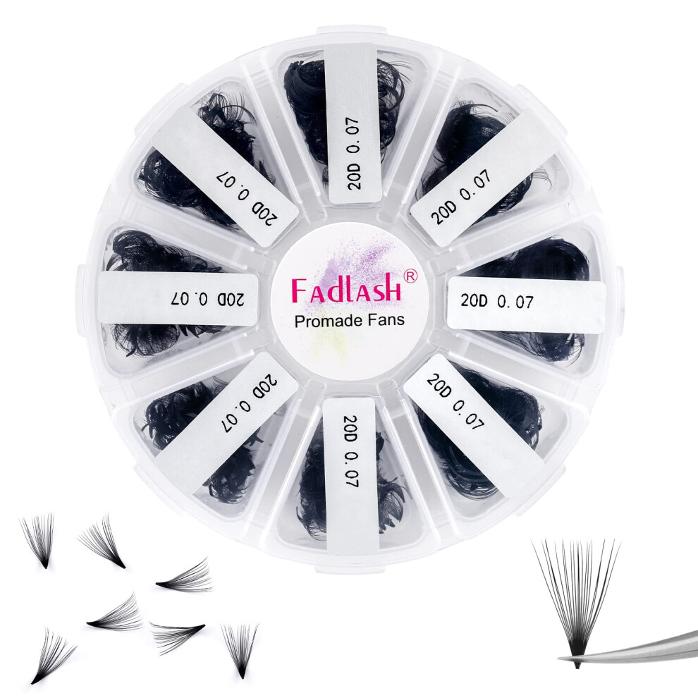 Fadlash Lash Extension 20D 1000 Mixed Premade Fans Eyelash Extensions D Curl Promades Eyelash Volume Lash Extensions Loose Fans Pre Made Volume Lashes Pointed
