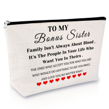 Sfodiary Bonus Sister Gifts Makeup Bag Friendship Birthday Gifts for Unbiological Sister in Law Cosmetic Bag Christmas Graduation Present for Her Frie