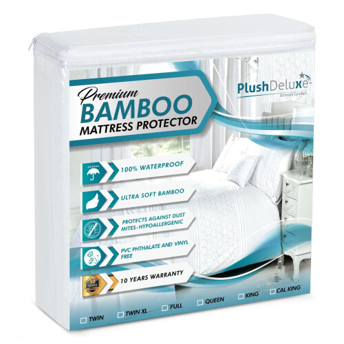 PlushDeluxe Premium Υφασμάτινη Προστασία Ματ, Καλιφόρνια Κινγκ, Αδιάβροχη, Πολύ Μαλακή