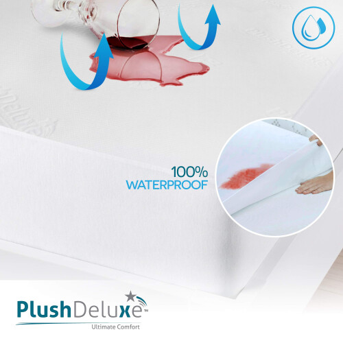 PlushDeluxe Premium Υφασμάτινη Προστασία Ματ, Καλιφόρνια Κινγκ, Αδιάβροχη, Πολύ Μαλακή 2