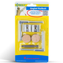 Zipbolt 11.560 Angled Railbolt - Connettore per corrimano per scale angolato a montante per collegamento inferiore, installazione residenziale e