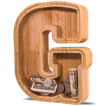 JOOMLAFLY Wooden Letter Piggy Bank for Kids Larger Letter Piggy Bank for Boys and Girls Personalized Piggy Bank Initial Coin Bank Wood Kids Money Ban