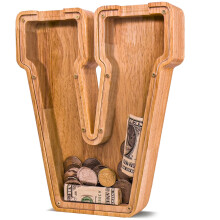 JOOMLAFLY Wooden Letter Piggy Bank for Kids Larger Letter Piggy Bank for Boys and Girls Personalized Piggy Bank Initial Coin Bank Wood Kids Money Ban