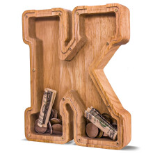 JOOMLAFLY Wooden Letter Piggy Bank for Kids Larger Letter Piggy Bank for Boys and Girls Personalized Piggy Bank Initial Coin Bank Wood Kids Money Ban