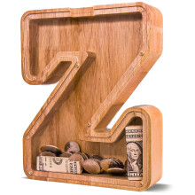 JOOMLAFLY Wooden Letter Piggy Bank for Kids Larger Letter Piggy Bank for Boys and Girls Personalized Piggy Bank Initial Coin Bank Wood Kids Money Ban