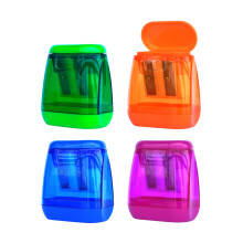 Bleistiftspitzer, 4 Stck, Doppelloch-Bleistiftspitzer, manuell mit Deckel, Buntstiftspitzer fr Kinder, Studenten, Erwachsene, tragbar, fr den Eins