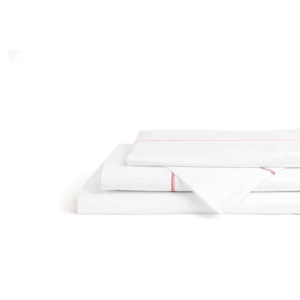 Parure de lit 100 % percale de coton King Size, motif rose anglais, 4 pièces : 1 drap plat respirant, 1 drap-housse à poche profonde et 2 taies d