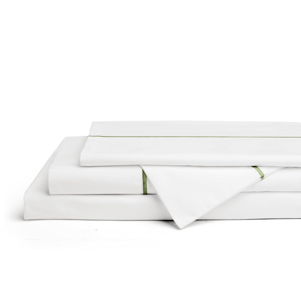 100% Cotton Marrow Percale Sheet Set  Queen Size  Olive Green  4 Pieces - 1 Breathable Flat Sheet  1 Deep Pocket Fitted Sheet and 2 Pillowcases  Crisp-image-OPC-PGGBPF9-NEW