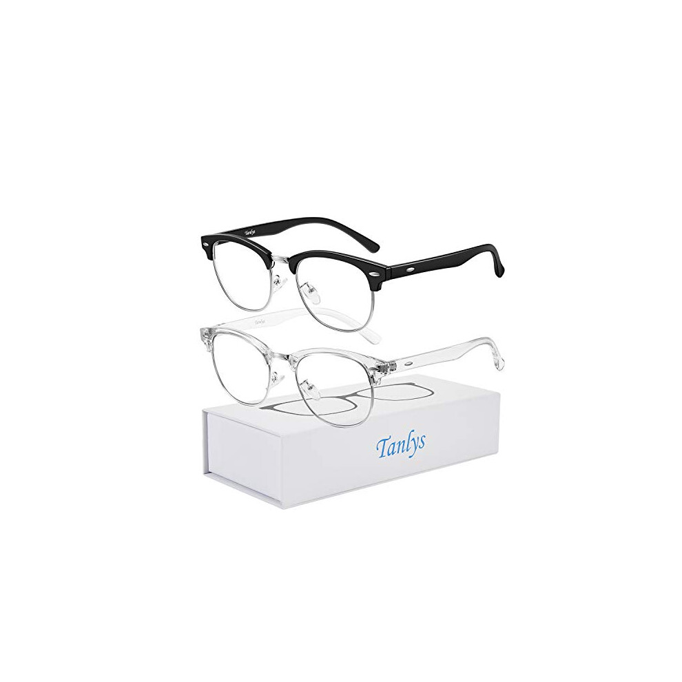 Tanlys Lot de 2 lunettes anti-lumière bleue pour la fatigue oculaire causée par l'ordinateur [yeux secs et irrités] Anti-UV, réduction des maux d