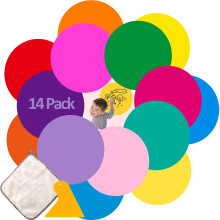 Tresors quotidiens 14 pcs reutilisables Effacer les cercles colores a sec effaage a sec 12 couleurs autocollants muraux en vinyle amovibles avec