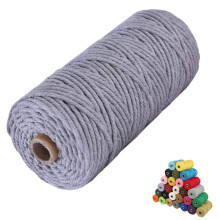 Macrame Cord 3mm x109 Yards Colored Macrame Cotton Cord 4 Strand Twisted Macrame Yarn Natural Cotton Cord Perfect Macrame Supplies for DIY Crafts Kn