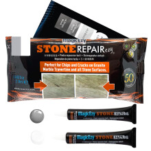 MagicEzy Stone RepairEzy (Hellgrau/Wei   ): Reparaturset f   r Granit, Marmor, Quarz und Travertin | Arbeitsplatten, Fliesen | Spachtelmasse zum Ausb