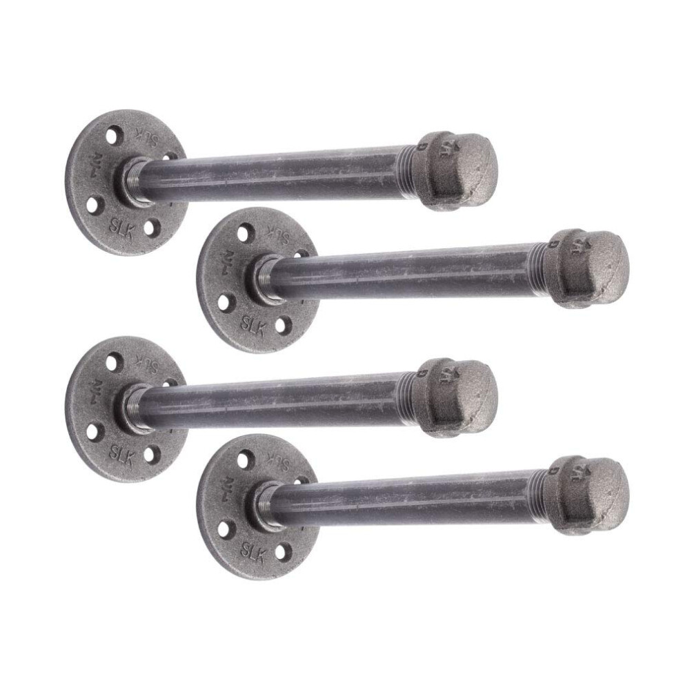 Pipe D?Cor Industrial Pipe Shelf Brackets 4 Pack Authentic Plumbing Pipe & Fittings Wall Mounted Double Flange Floating Shelves Rustic Set For Vint 019442352189