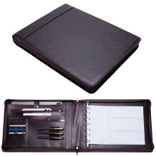 Geslun 7 Ring Check Binder Genuine Leather Business Checkbook Cover Holder 3-On-A-Page for 600 Checks (9 x 13 ) Desk Commercial Cheque Zippered Fol
