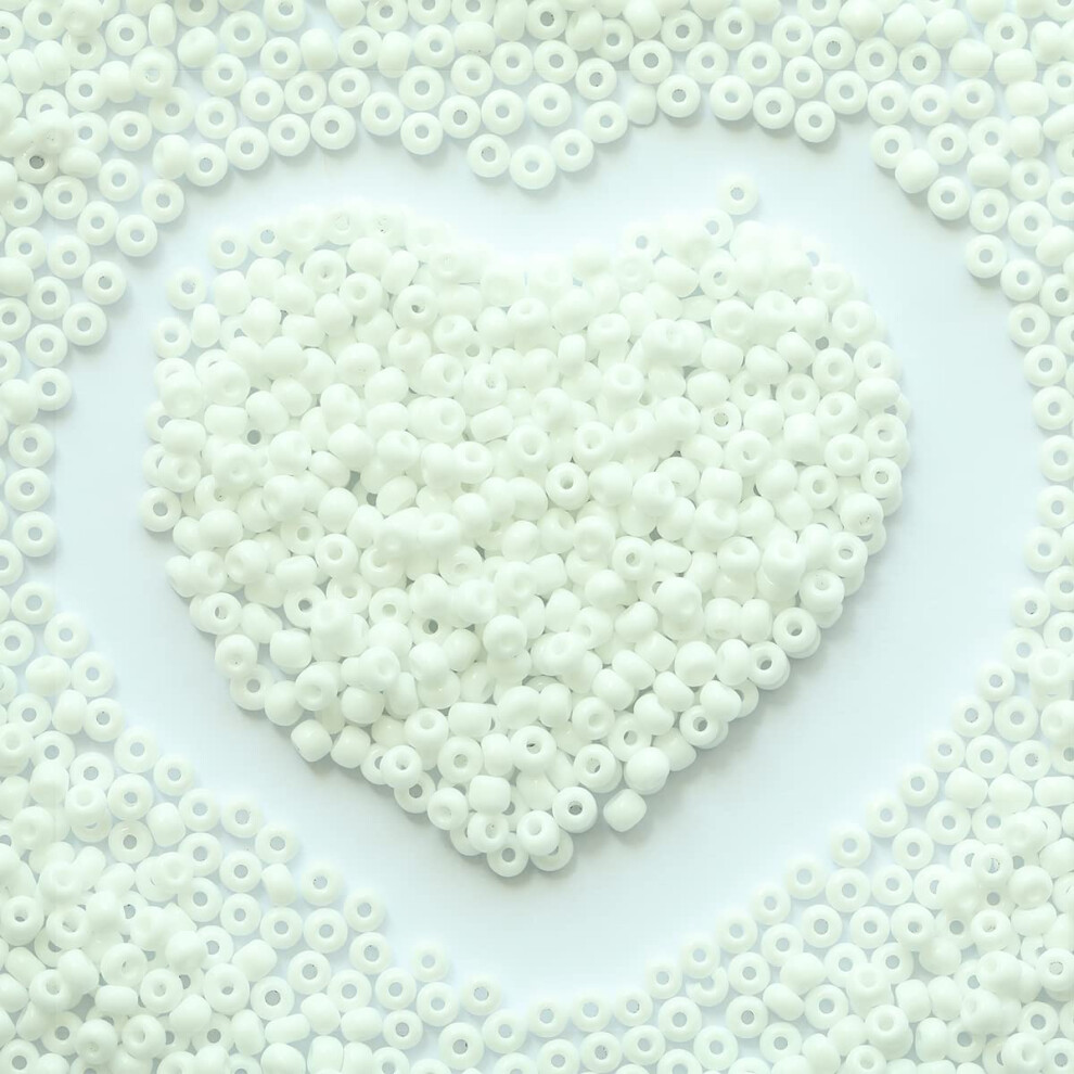 Perline Di Vetro 6/0 Per La Creazione Di Orecchini, Bracciali E Collane Da 4 Mm, Circa 1600 Pezzi/110 Grammi In Sacchetto, Colore: Bianco-image