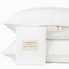 Makemake Organics Organic Cotton Pillow Protector (Set of 2) GOTS Certified Organic Pillow Cases Zippered Natural Pure Breathable Resistant Fits Queen