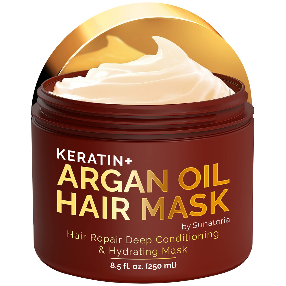 Sunatoria Nuova Maschera Per Capelli Con Olio Di Argan Con Cheratina – Balsamo Per Capelli Secchi, Danneggiati, Crespi E Doppie Punte – Siero Per Capelli Per La Riparazione E L'idratazione-image