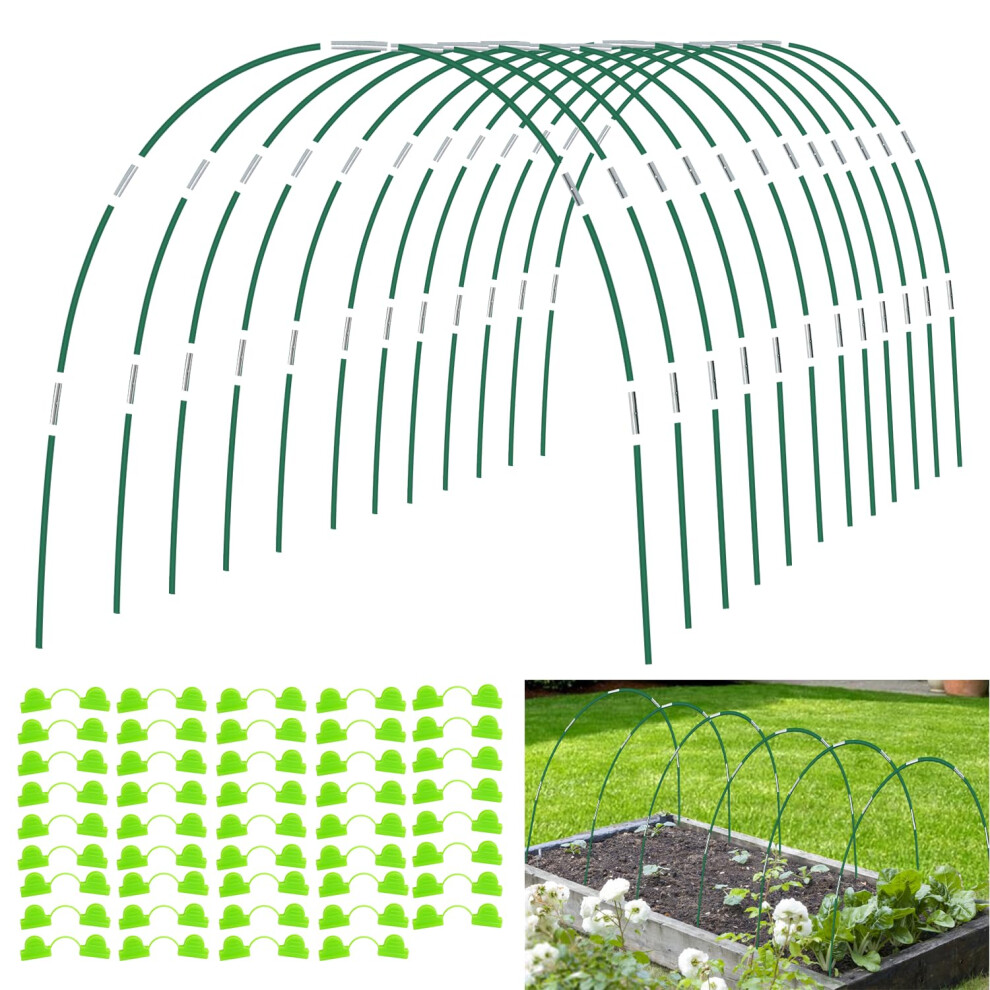 Aierden Lot de 72 arceaux de jardin pour plates-bandes sur   lev   es, 12 ensembles de 2,4 m de long, arceaux de serre, tunnel de culture, arceaux de