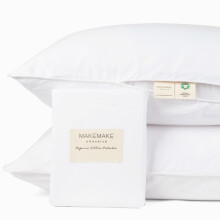 Makemake Organics Organic Pillow Protector (Set of 2) GOTS Certified Organic Cotton Pillow Cases Zippered Natural Breathable Safer Barrier Fits Queen